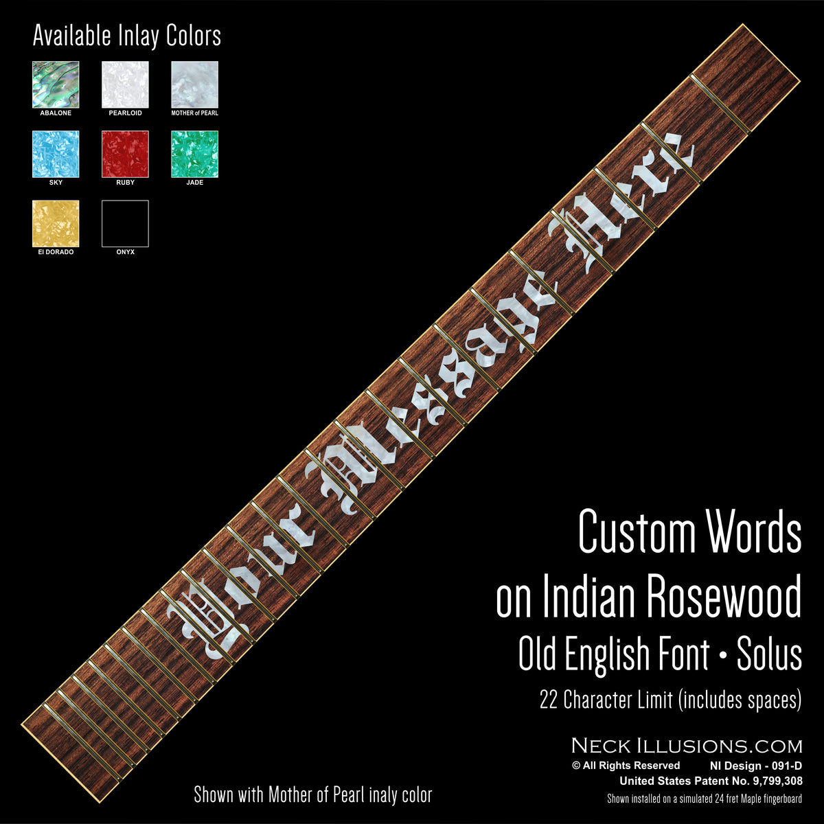Custom Words on Indian Rosewood