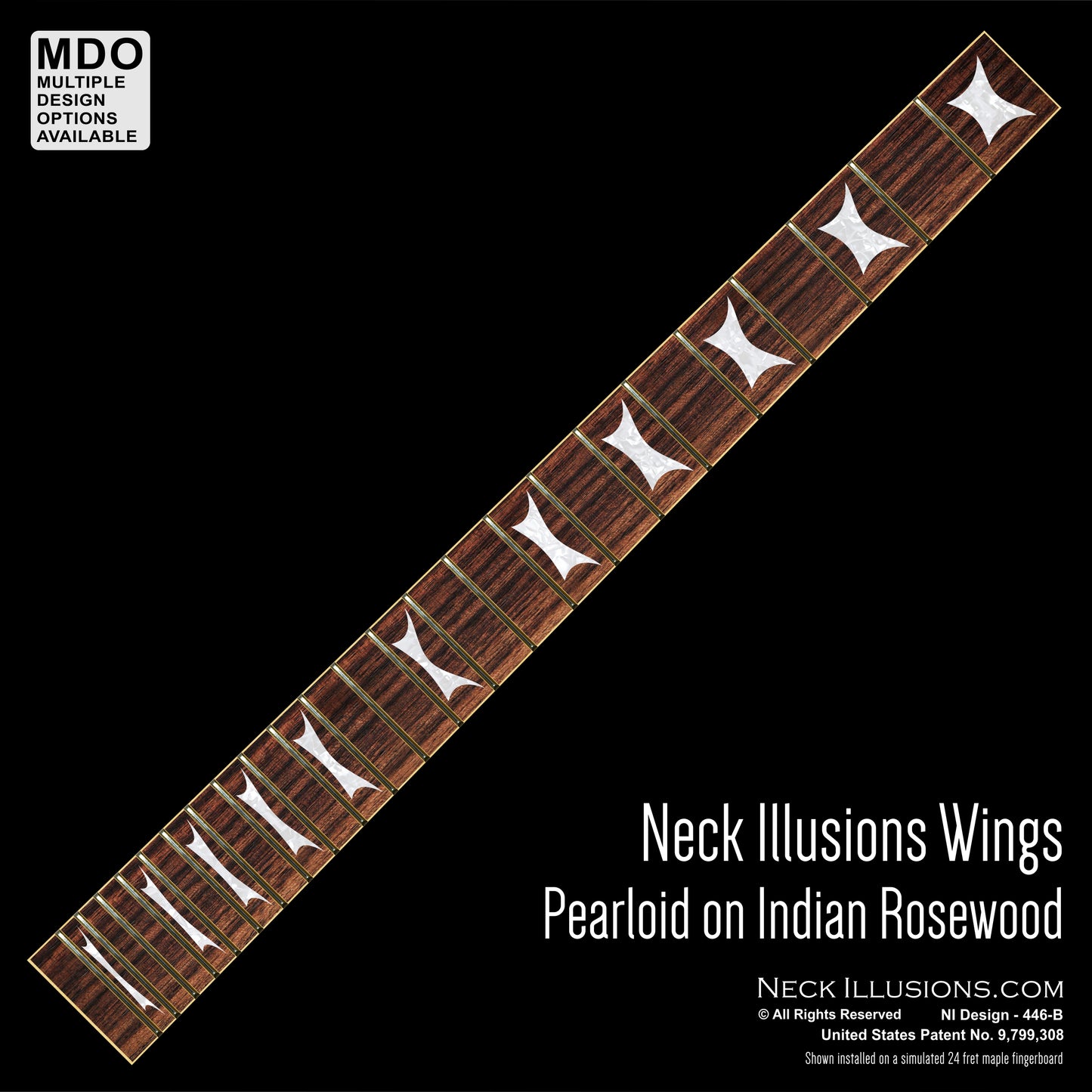 Neck Illusions Wings on Indian Rosewod